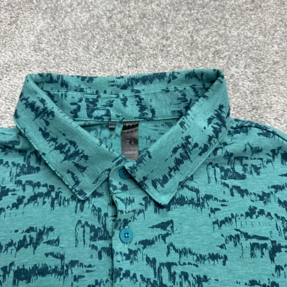 Adidas Abstract Double Eagle Pro-Am Polo Shirt Men Large Green Short Sleeve Golf